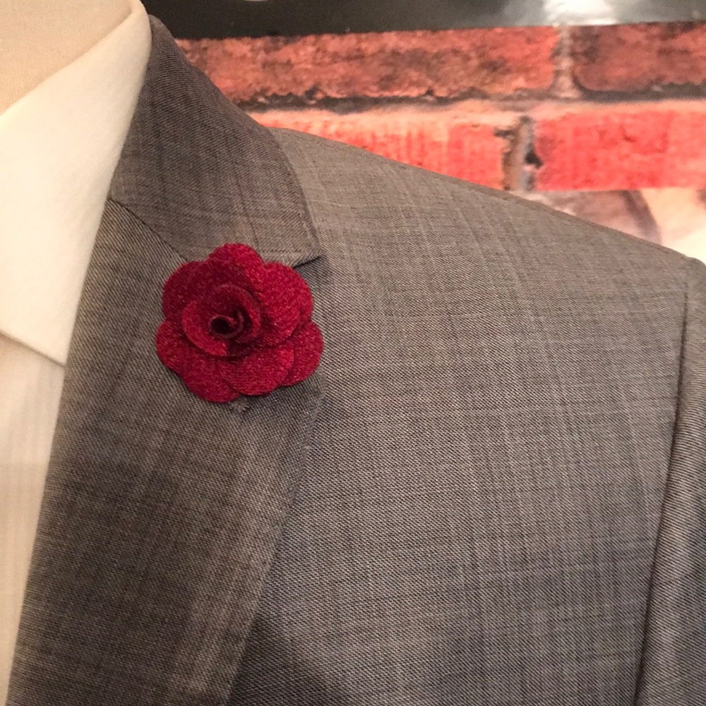 Maroon Flower Lapel Pin